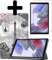 Samsung Galaxy Tab A7 Lite Hoes Book Case Hoesje Met Screenprotector - Samsung Galaxy Tab A7 Lite Hoes (2021) Cover - 8,7 inch - Eiffeltoren