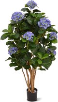Hortensia kunstplant op stam 110 cm blauw
