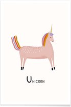 JUNIQE - Poster Unicorn -40x60 /Roze