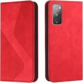 Voor Samsung Galaxy S20 FE Skin Feel Magnetisch S-type Effen Kleur Horizontale Flip Lederen Case met Houder & Kaartsleuf & Portemonnee (Rood)