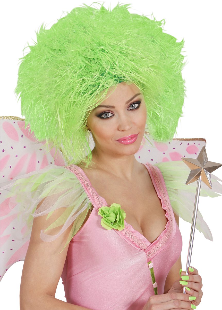 Groene fee pruik neon