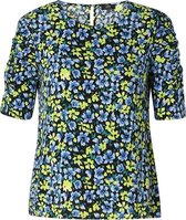 YESTA Haniya Blouse - Dark Blue Multi-col - maat 4(54/56)