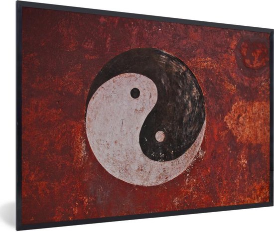 Fotolijst incl. Poster - Muurschildering van Yin en Yang in een Chinese tempel - 30x20 cm - Posterlijst