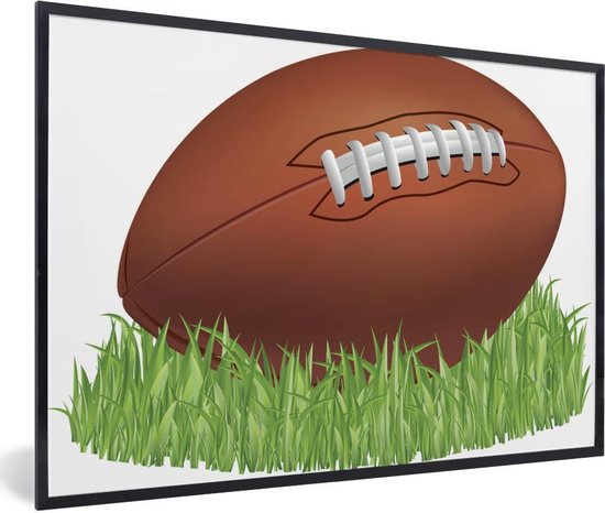 Image encadrée - Une illustration d'un ballon de rugby dans l'herbe cadre  photo noir... | bol