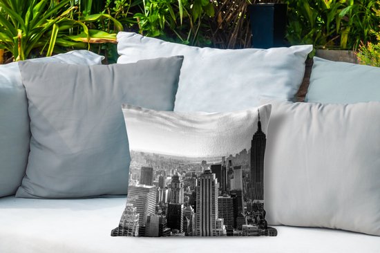 Coussins d'extérieur - Jardin - Skyline Zwart& blanc de New York - noir et blanc - 40x40 cm