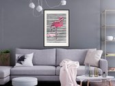 Poster - Flamingo on Striped Background-40x60