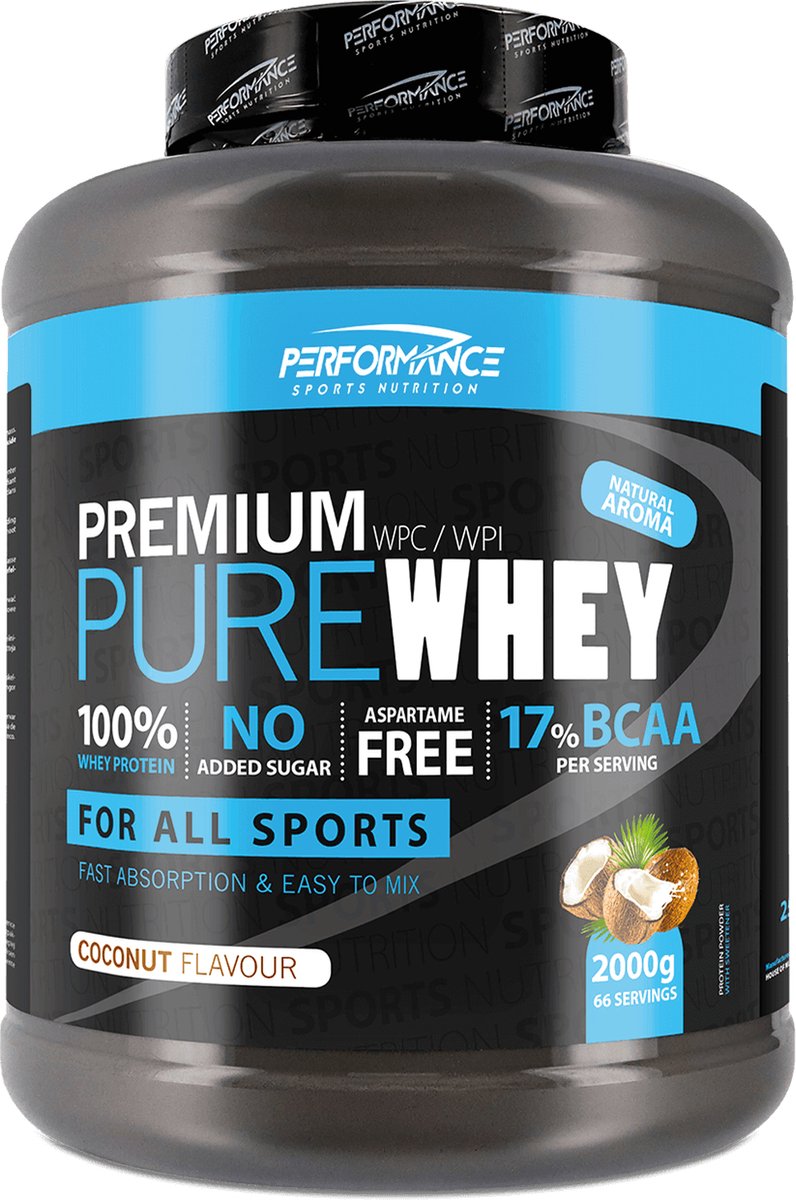 Goedkoopste Pure Whey (Cocos - 2000 gram) - Performance - Whey Protein - Eiwitpoeder - Eiwitshake - Proteine poeder - 66 shakes