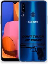Back Case Siliconen Hoesje Samsung Galaxy A20s Telefoonhoesje Pistol Don't Touch My Phone