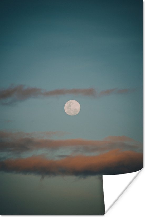Opkomst van de maan tijdens zonsondergang 60x90 cm - Foto print op  Poster... | bol.com
