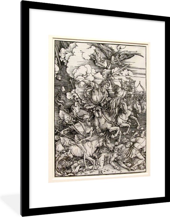 Fotolijst incl. Poster - De vier ruiters van de Apocalyps - schilderij van Albrecht Dürer - 60x80 cm - Posterlijst