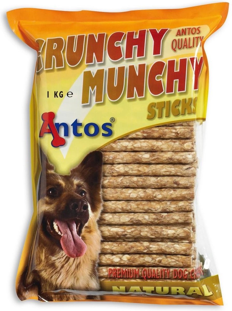 Hondensnack - Kauwstaaf Munchi Munchy - 100 stuks - 1 Kilo - 12,5cm - naturel