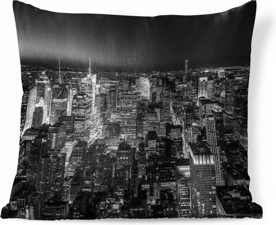 Sierkussens - Kussen - Skyline van New York, zwart-wit - 60x60 cm - Kussen van katoen