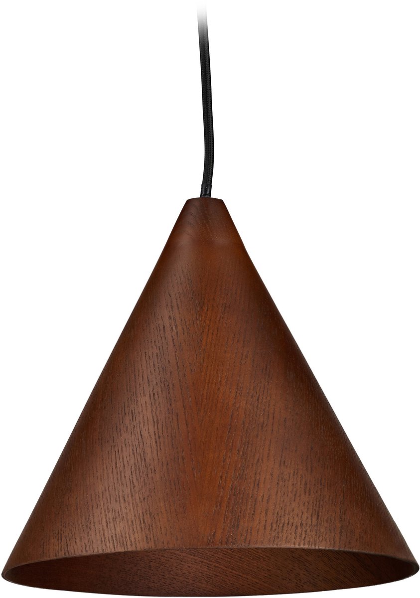 relaxdays hanglamp hout - plafondlamp industrieel - houten lamp - kegelvormige kap - E27