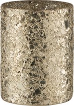 J-Line Theelichthouder Cilinder Gebroken Glas Zilver Small