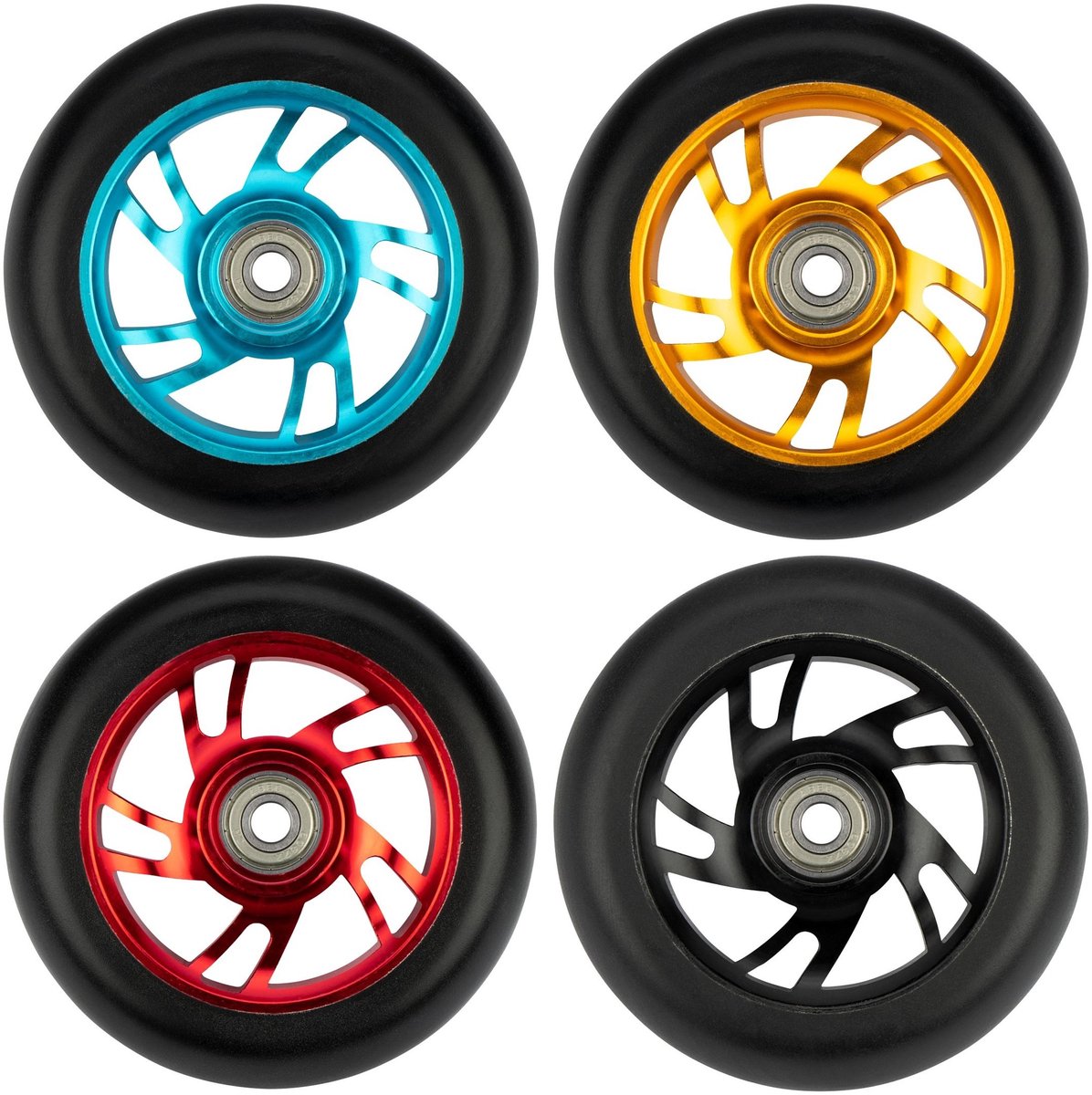 Black Dragon Stuntstep Wielen Set Spoked Alu Blauw/Zwart - afbeelding 2