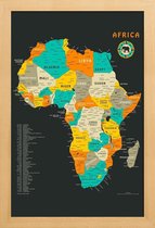 JUNIQE - Poster in houten lijst Afrika kleurrijke kaart -30x45 /Oranje