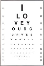 JUNIQE - Poster met kunststof lijst Eye Chart I Love You -20x30 /Wit &