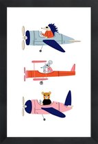 JUNIQE - Poster in houten lijst Aeroplane Race -20x30 /Grijs