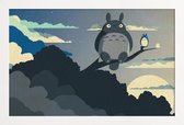 JUNIQE - Poster met houten lijst My Neighbor Totoro -13x18 /Blauw &