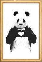 JUNIQE - Poster met houten lijst All You Need Is Love -20x30 /Wit &