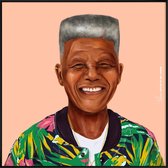 JUNIQE - Poster met kunststof lijst Mandela -50x50 /Kleurrijk