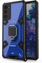 Voor Samsung Galaxy S20 FE Space PC + TPU-ringhouder beschermhoes (blauw)