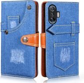 Voor Xiaomi Redmi K40 Gaming Edition Denim Horizontale Flip Lederen Case met Houder & Kaartsleuf & Portemonnee (Donkerblauw)