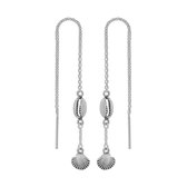 Zilveren oorbellen | Chain oorbellen | Zilveren chain oorbellen met schelpjes