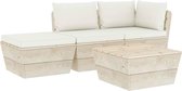 Medina 4-delige Loungeset met kussens pallet vurenhout