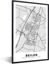 Fotolijst incl. Poster - Stadskaart - Beilen - Grijs - Wit - 40x60 cm - Posterlijst - Plattegrond