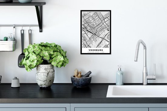 Affiche avec cadre Plan de la ville - Voorburg - Grijs - Wit - 20x30 cm