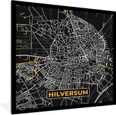 Fotolijst incl. Poster - Plattegrond - Hilversum - Goud - Zwart - 40x40 cm - Posterlijst - Stadskaart