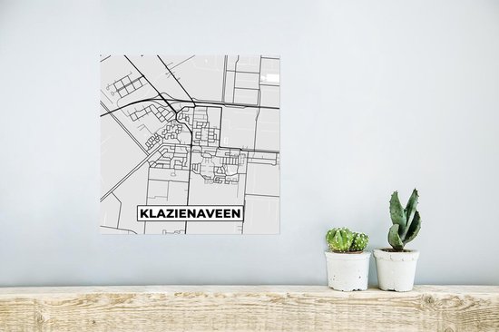 Poster Plan de la ville - Klazienaveen - Grijs - Wit - 30x30 cm