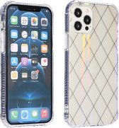 Laser Aurora Rhombic Grid TPU beschermhoes voor iPhone 12/12 Pro (transparant wit)