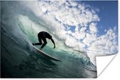 Surfer op golfen poster papier 120x80 cm - Foto print op Poster (wanddecoratie woonkamer / slaapkamer)