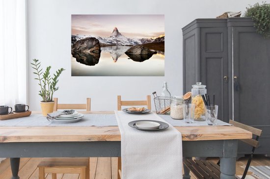 Vue du Stellisee sur le Cervin en Suisse Poster 120x80 cm - Tirage photo sur Poster (décoration murale salon / chambre)