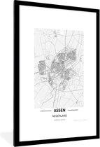 Photo encadrée - Plan de ville Assen cadre photo noir avec passe partout blanc 80x120 - Plan 80x120 cm - Affiche encadrée (Décoration murale salon / chambre)