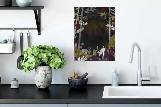 Une illustration d'une forêt dans la nuit poster 30x40 cm - petit - Tirage photo sur Poster (décoration murale salon / chambre) / Arbres Poster