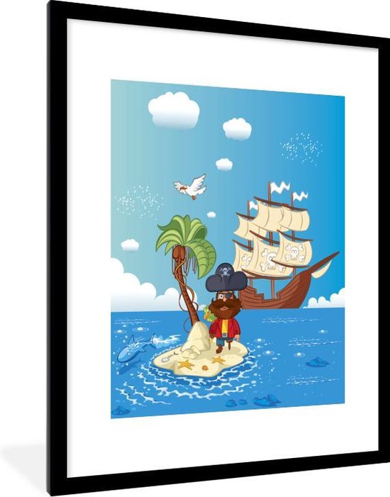 Poster Dessin d'enfant d'un bateau pirate - 60x80 cm