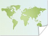 Poster - Wereldkaart - Groen - Simpel - 40x30 cm