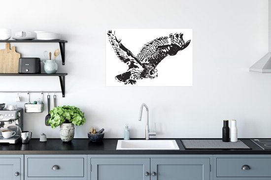 Illustration d'un poster hibou volant 90x60 cm - Tirage photo sur Poster (décoration murale salon / chambre) / Poster Vogels
