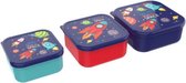 Lunch Buddies Fruitbox Space 12 X 12 Cm Donkerblauw 3-delig