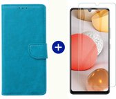 BixB Samsung A42 5G hoesje - Samsung Galaxy A42 5G screenprotector - BookCase Wallet - Turquoise