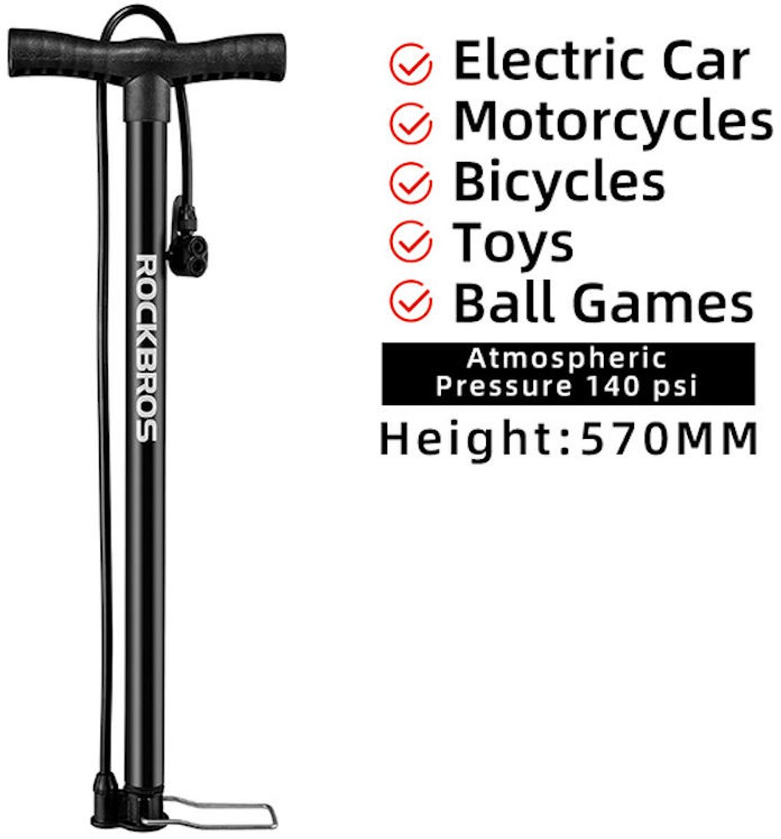 Decopatent? PRO Fietspomp - High Pressure 140 Psi - AV & FV Ventielen - Fietspompen Racefiets - Fiets - Mtb - EBike - Luchtpomp