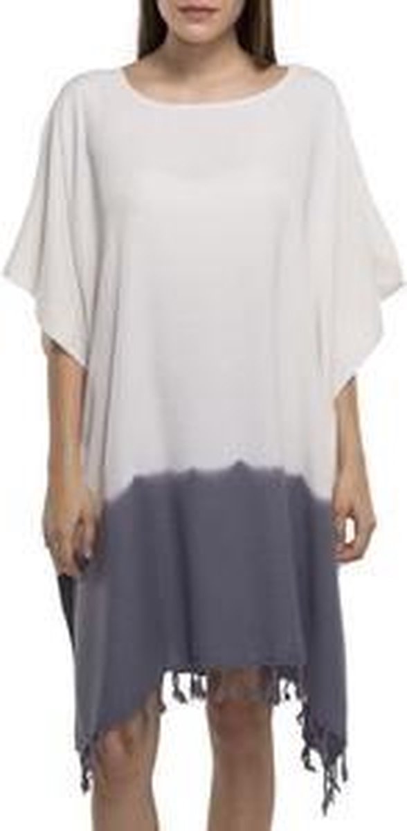 Dip Dye Strandtuniek Dark Grey Onesize (L/XL) - onesize (L/XL) - strand tuniek dames - sauna - strandmode - strandjurk - tuniek - sarong-dress - bikini cover up - strandjurkje