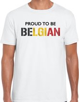 Belgique Fier d'être pays belge t-shirt - blanc - hommes - chemise pays Belgique avec le drapeau belge / Vêtements - Jeux Championnat d' Europe / Coupe du Monde / M olympiques outfit