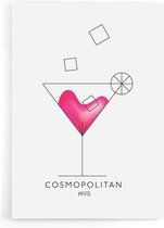 Walljar - Cosmopolitan Cocktail - Muurdecoratie - Poster met lijst