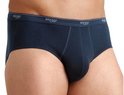 Sloggi nachtblauwe midi slip met op de elastische band herhaaldelijk het logo 'SLOGGI'.