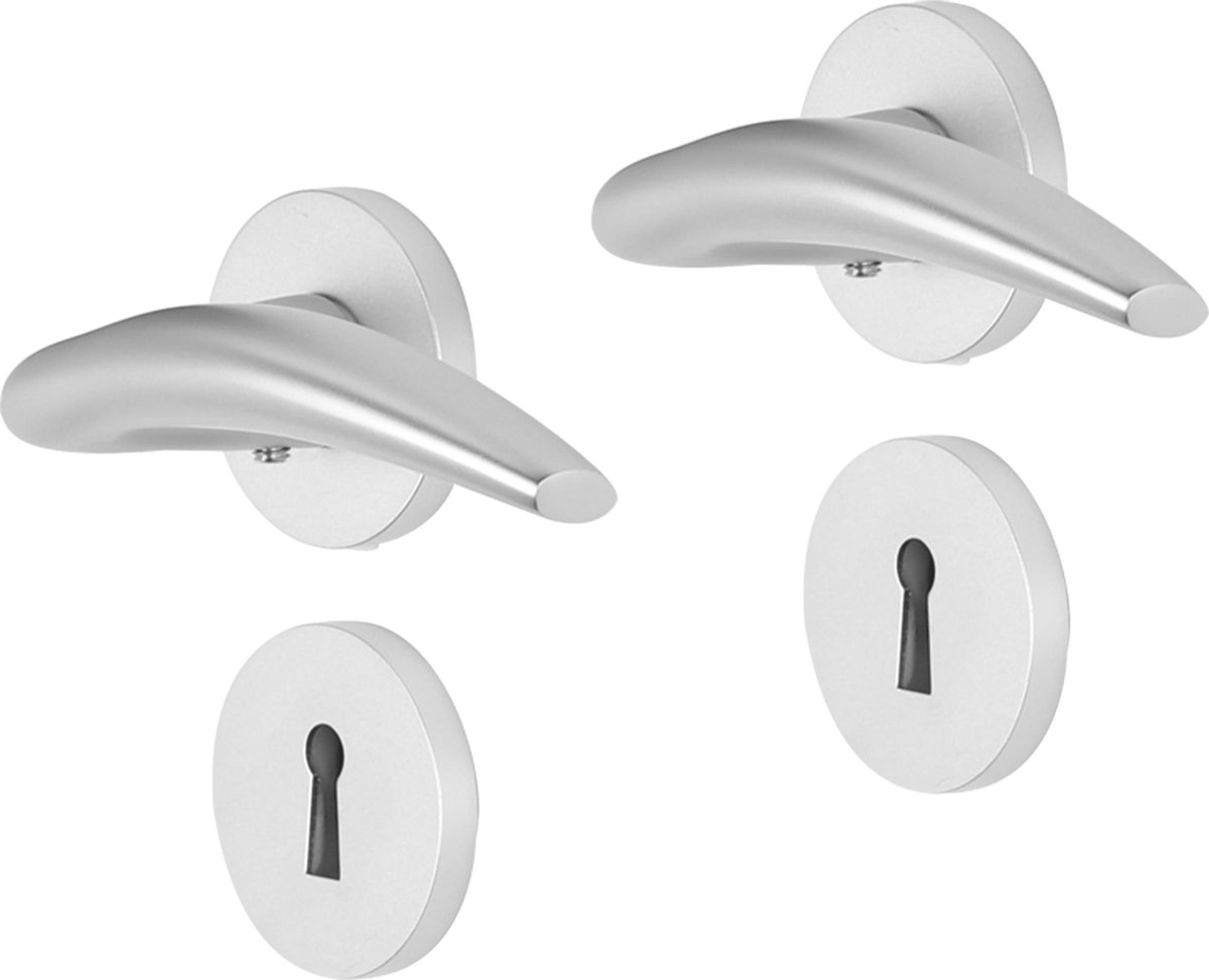 Deurkruk - Impresso Windsor - Voor binnen - Rond met rond Sleutelrozet - Aluminium - 2 stuks