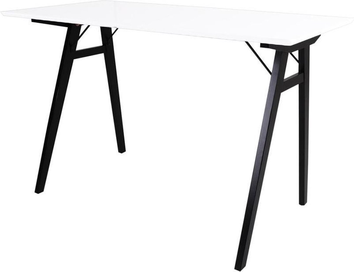 Rover houten bureau wit - zwart houten onderstel - 120 x 60 cm